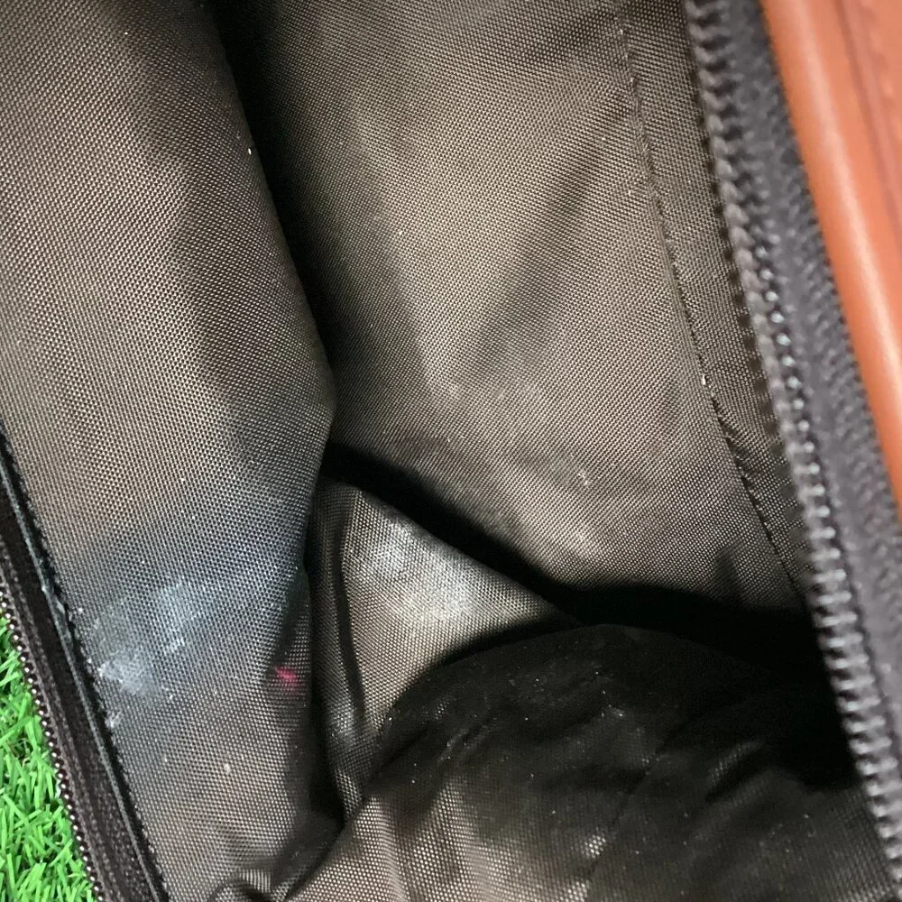 Coach Black & Dark Tan Leather Toiletry Bag Case